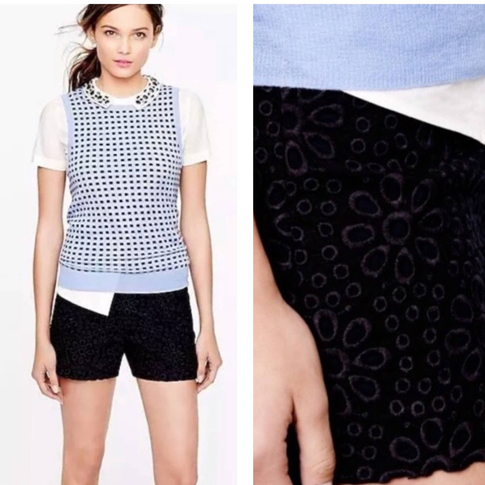 J. Crew Black Embroidered Floral Shorts